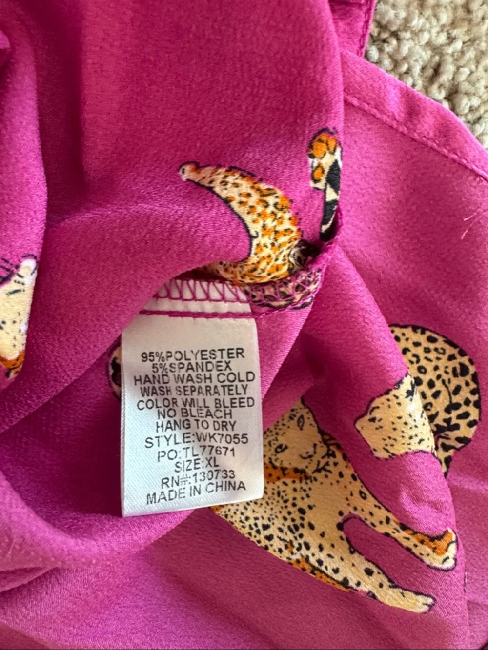 Umgee Fuchsia Maxi Shirt Dress with Gold Safari Motif - Picture 9 of 9